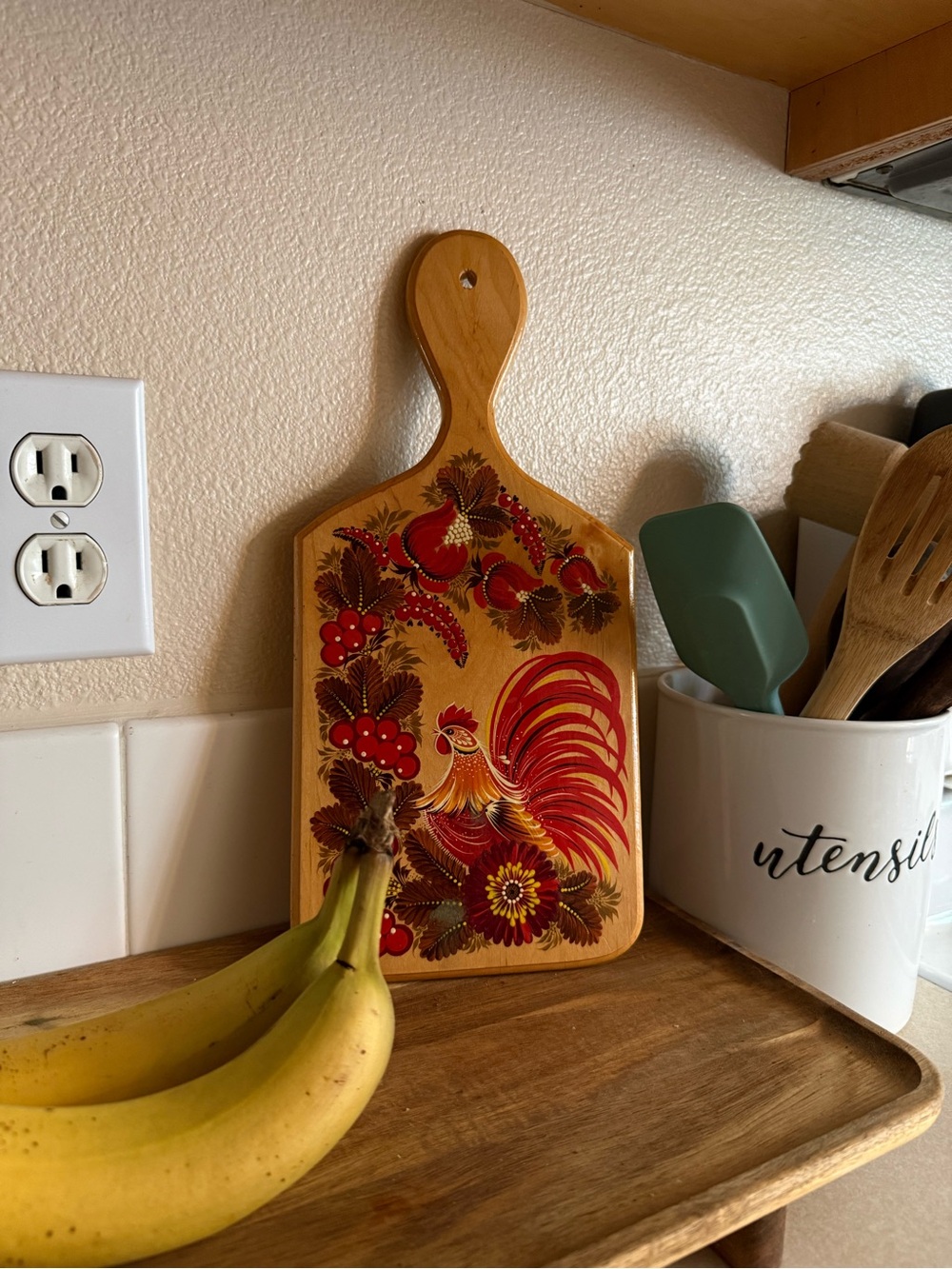 Decorative Rooster Wooden Cutting Board - Red and Brown